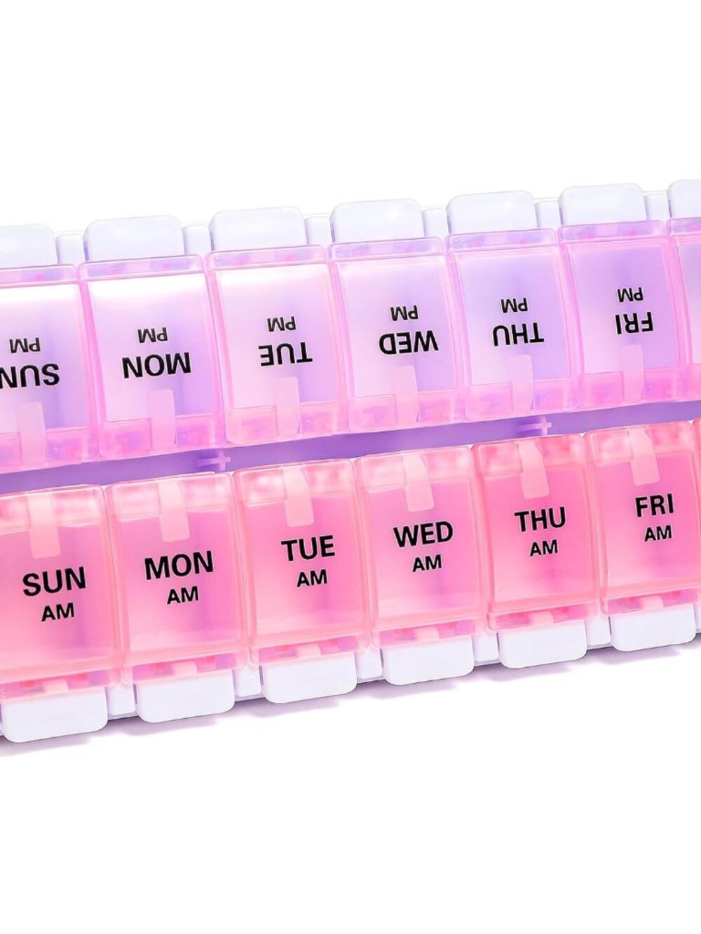 AM PM Weekly Pill Organizer 7 Day, 2 Times A Day Medicine Pill Box with Easy Pus